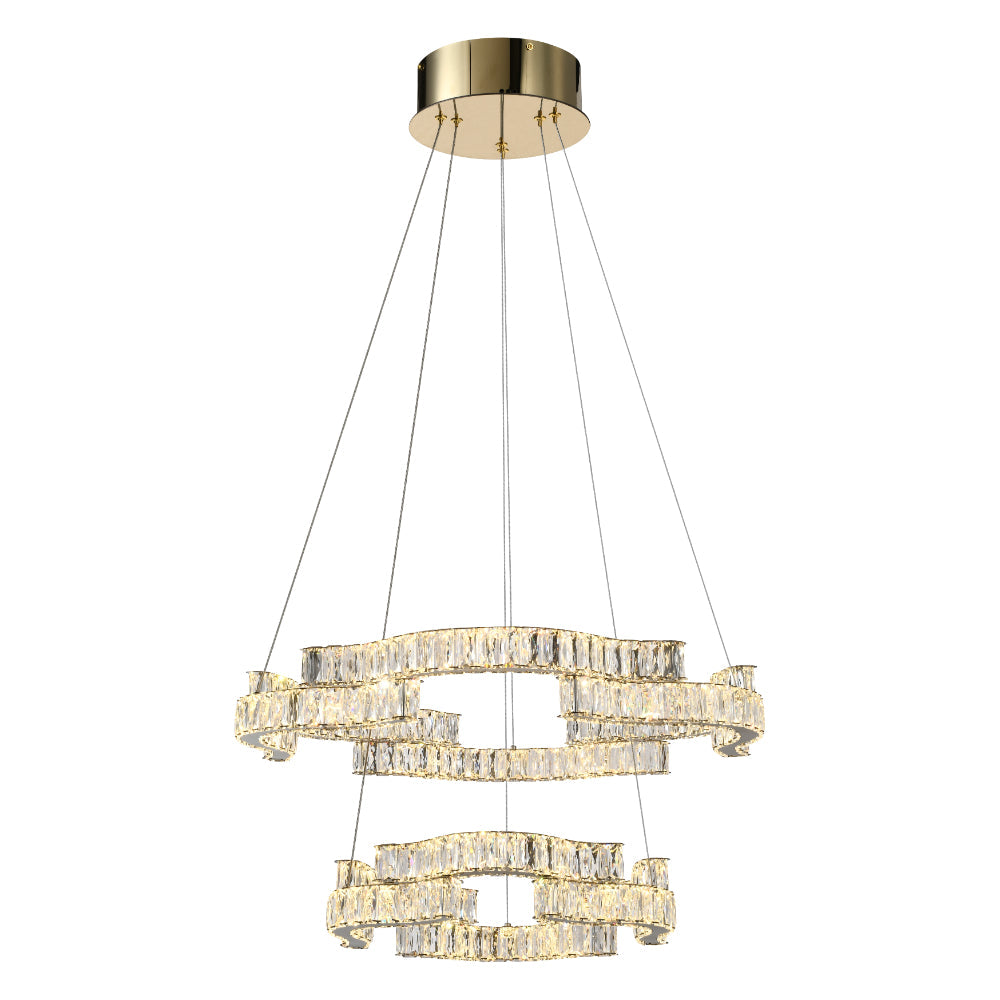 Jura 2 Tier LED Pendant 100W TRI Colour Gold - JURA PE2T-GD3C