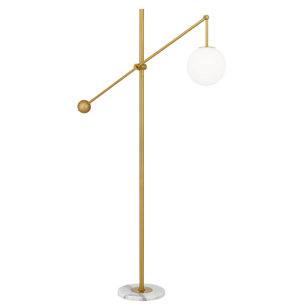 Kemi Floor Lamp White Marble Gold Iron Opal Matt Glass - KEMI FL-GDOP