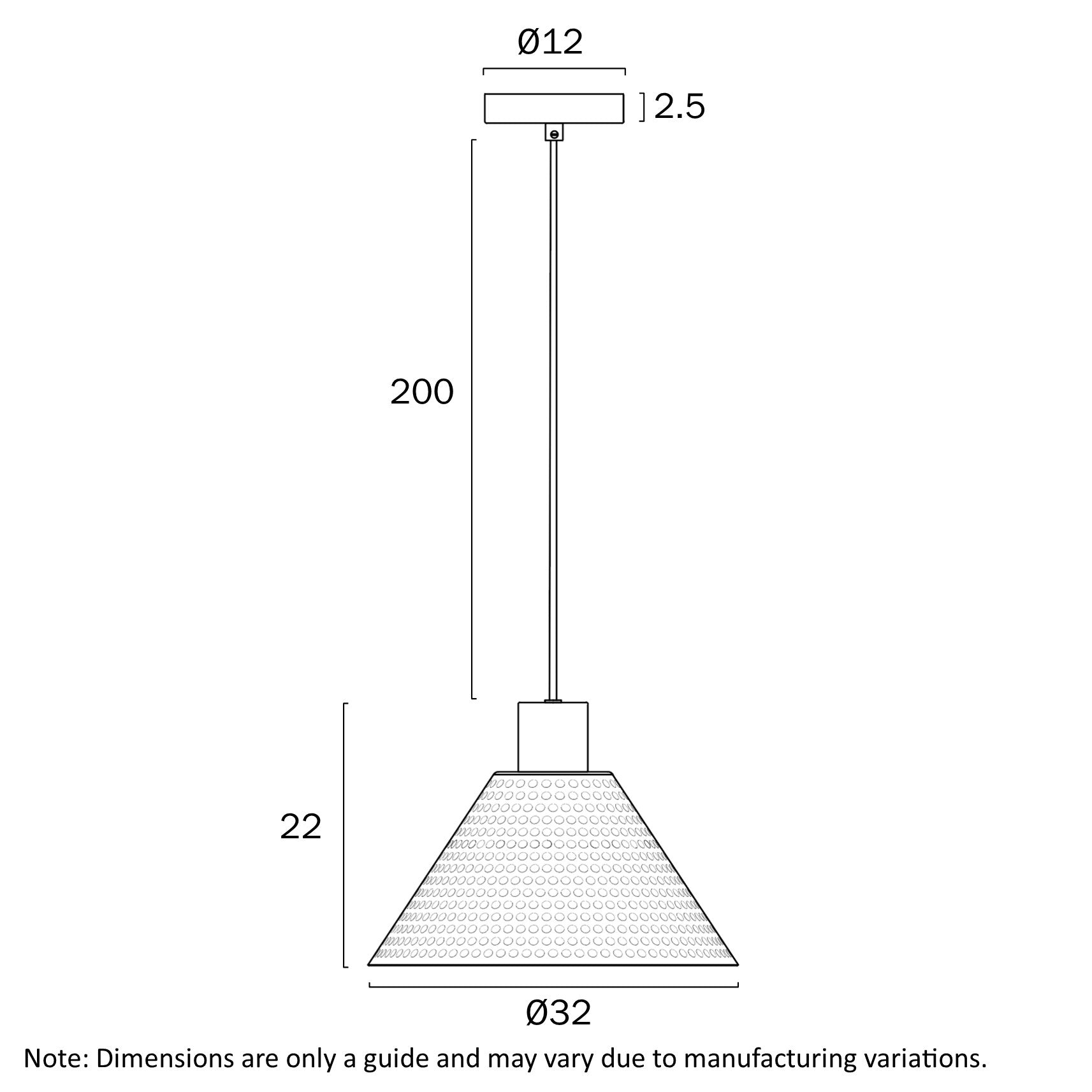 Kestra Iron 320mm Pendant Black - KESTRA PE30-BK