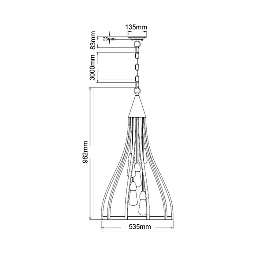 Buy Pendant Lights Australia KHALEESI Oak Dark Red Wood 5 Light Large Pendant - KHALEESI3