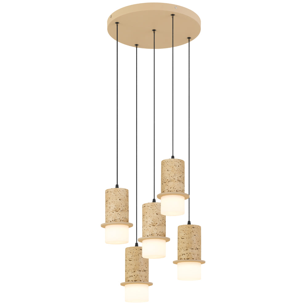 Kolisa LED 5 Light Pendant 30W Tri Colour Beige - KOLISA PE5-BE