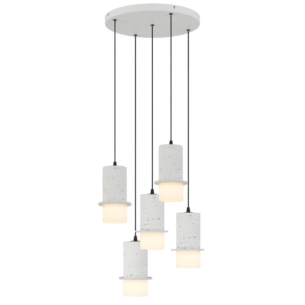Kolisa LED 5 Light Pendant 30W Tri Colour White - KOLISA PE5-WH