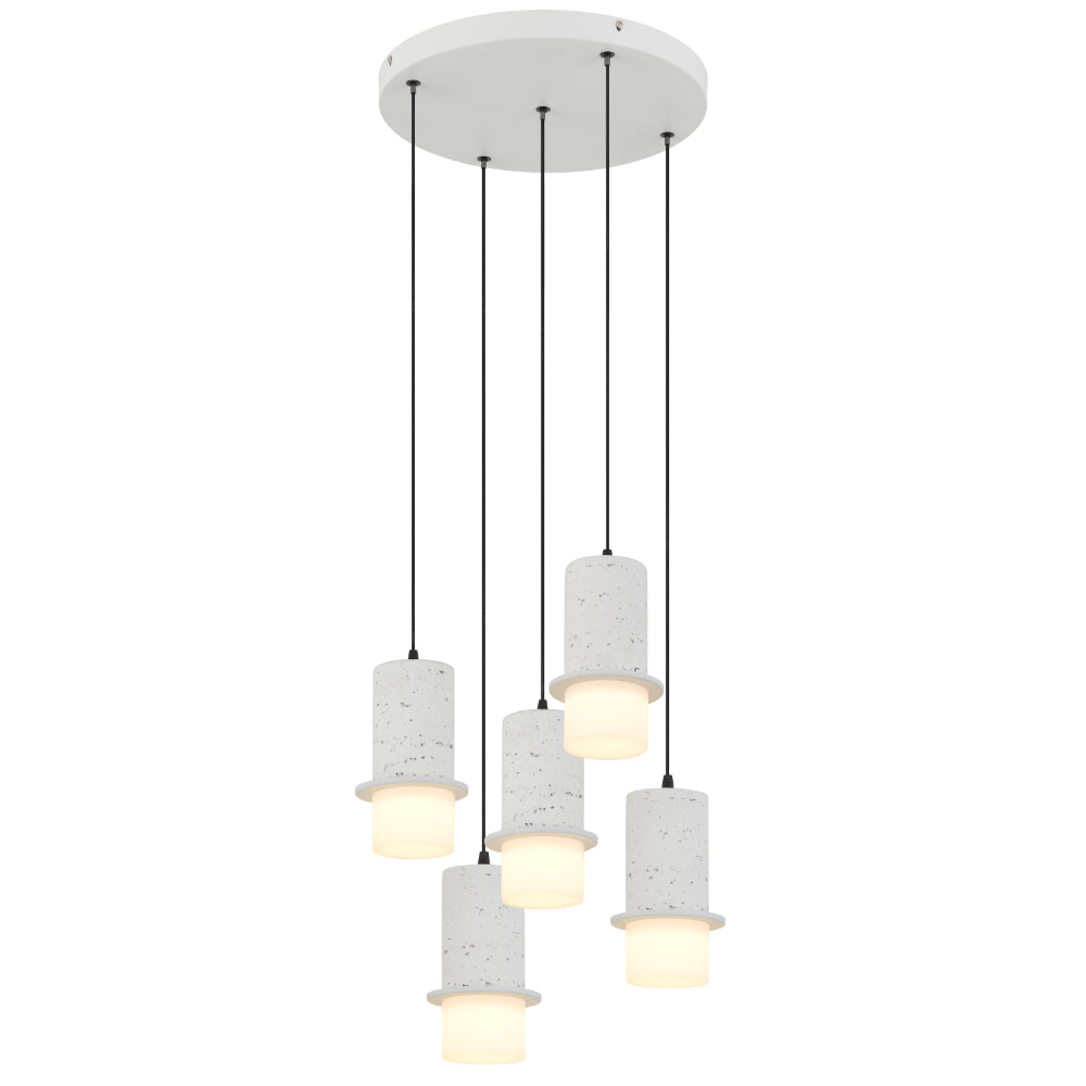 Kolisa LED 5 Light Pendant 30W Tri Colour White - KOLISA PE5-WH