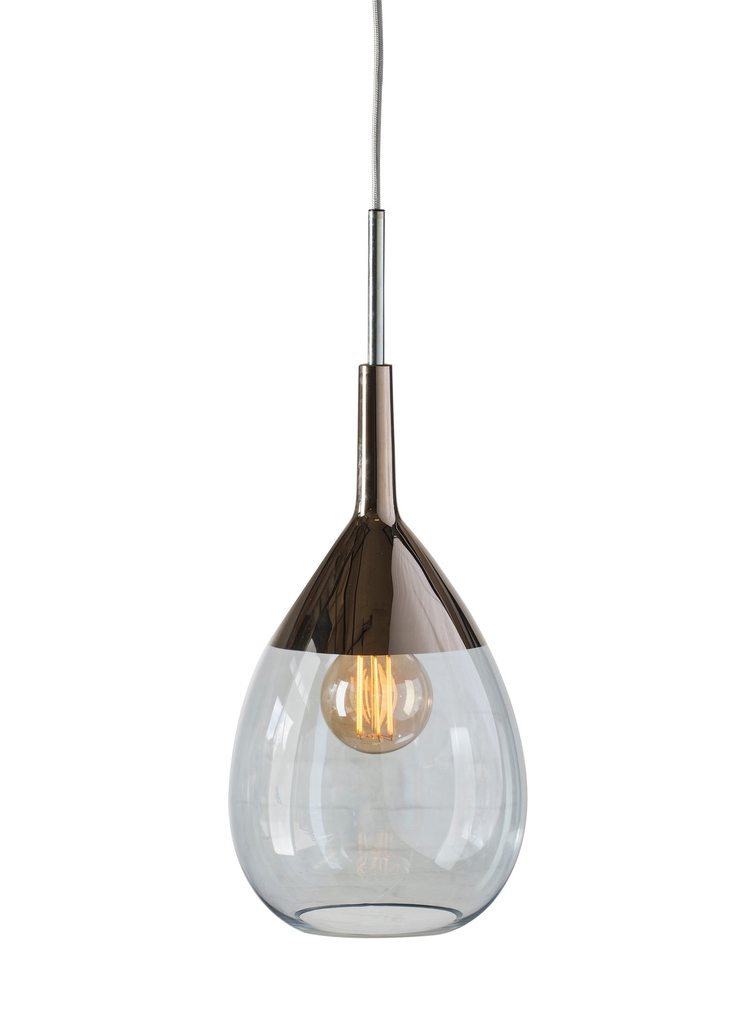 Lute Medium Pendant Light Topaz Blue & Shiny Silver - LA101460