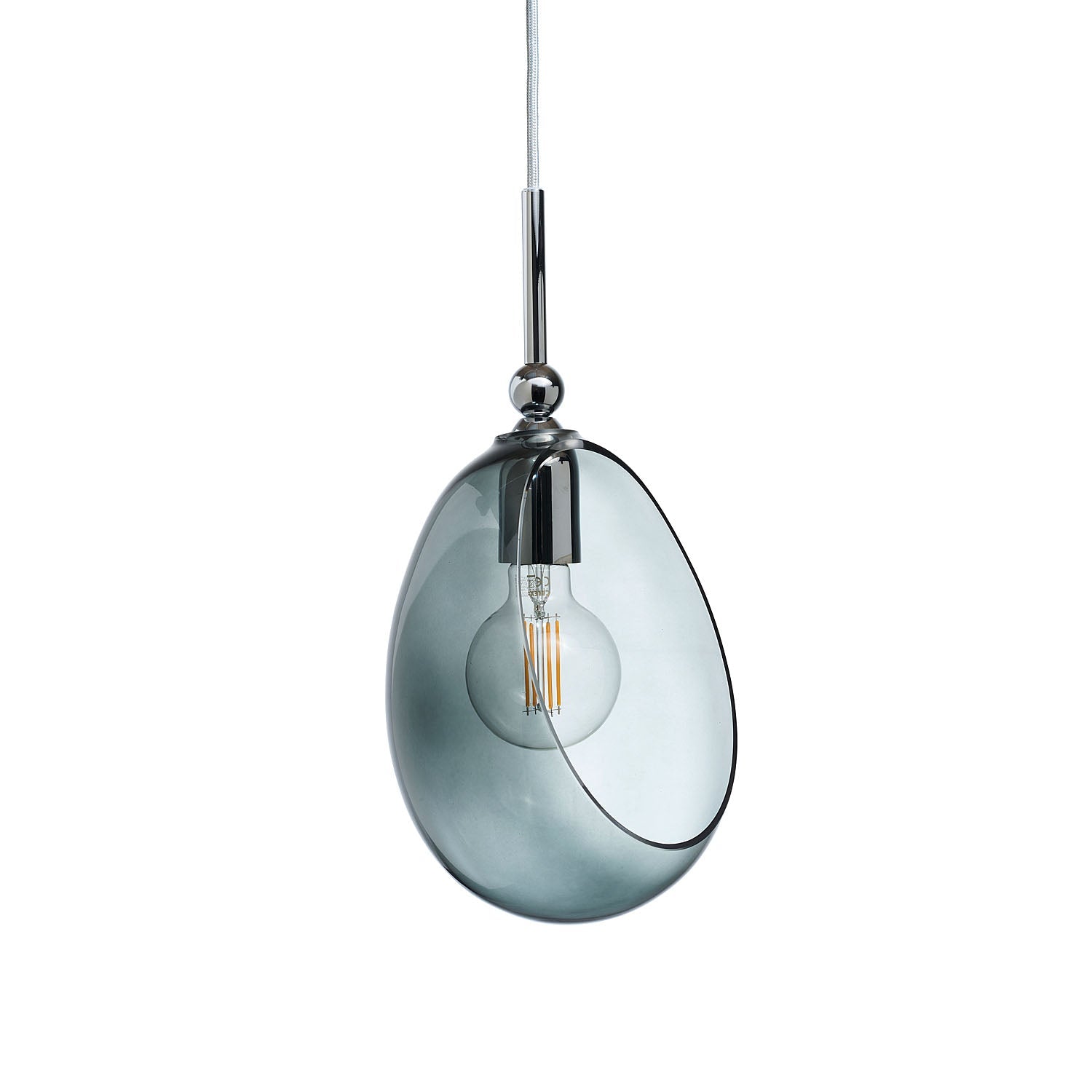 Embrace Medium Pendant Light Smokey Grey & Shiny Silver - LA102105