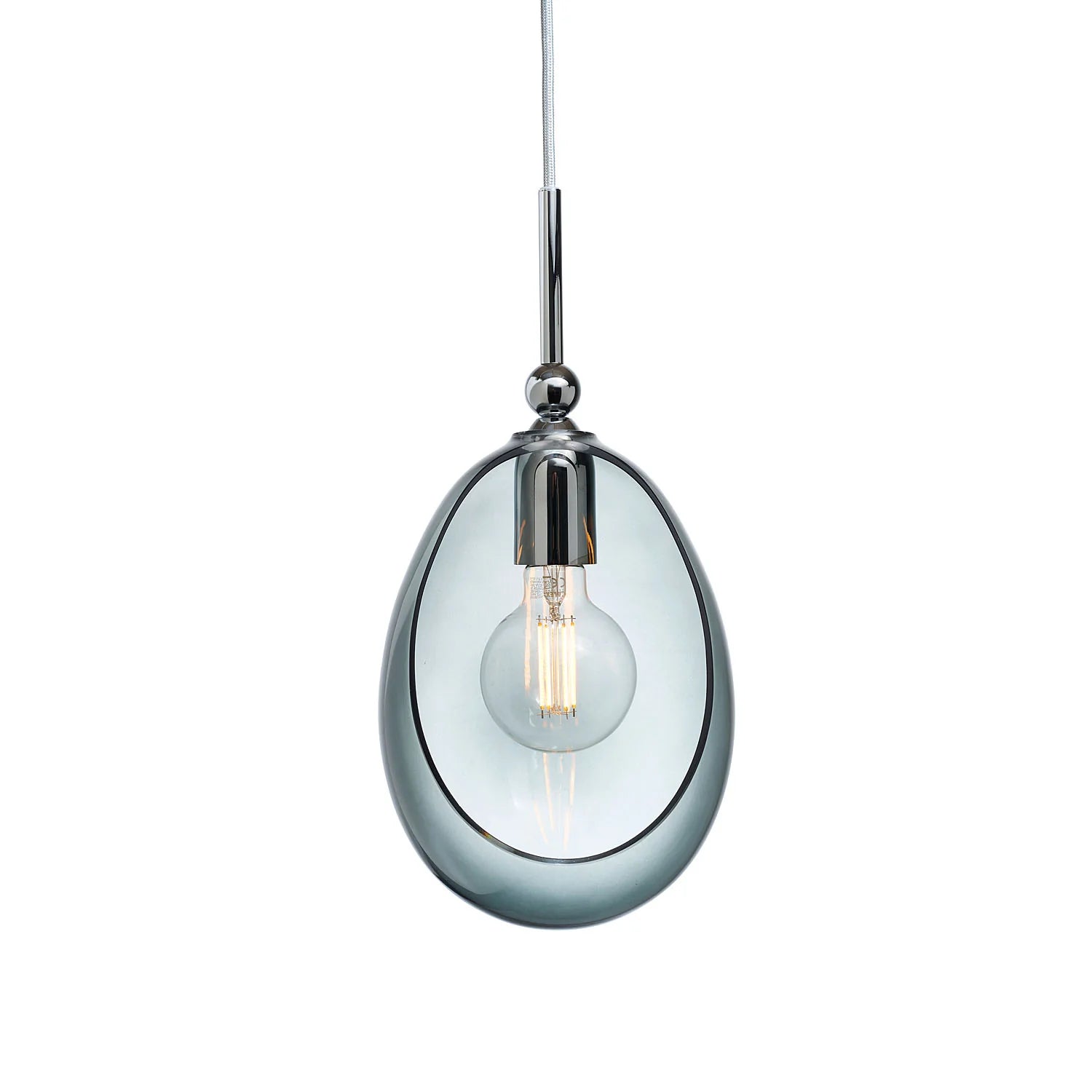 Embrace Medium Pendant Light Smokey Grey & Shiny Silver - LA102105