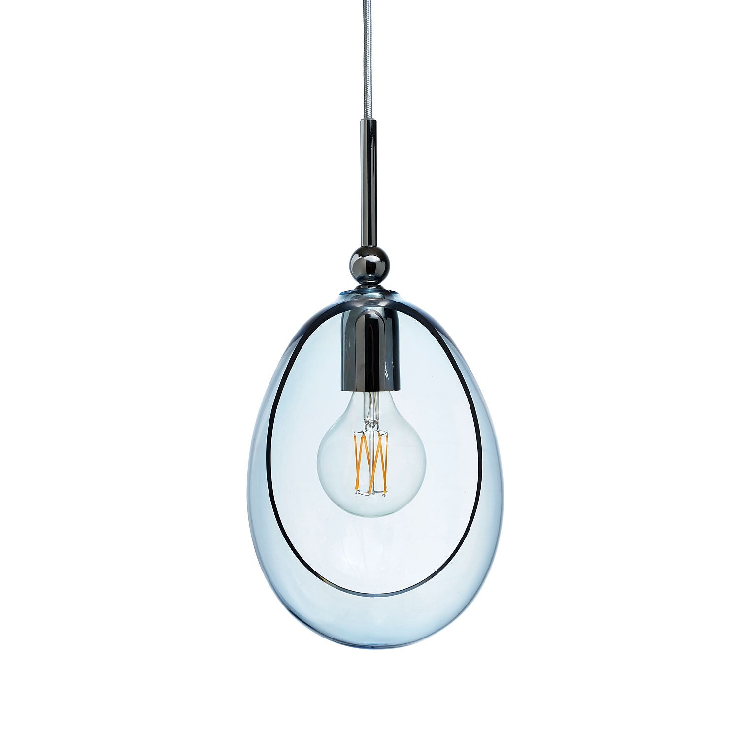 Embrace Medium Pendant Light Topaz Blue & Shiny Silver - LA102106
