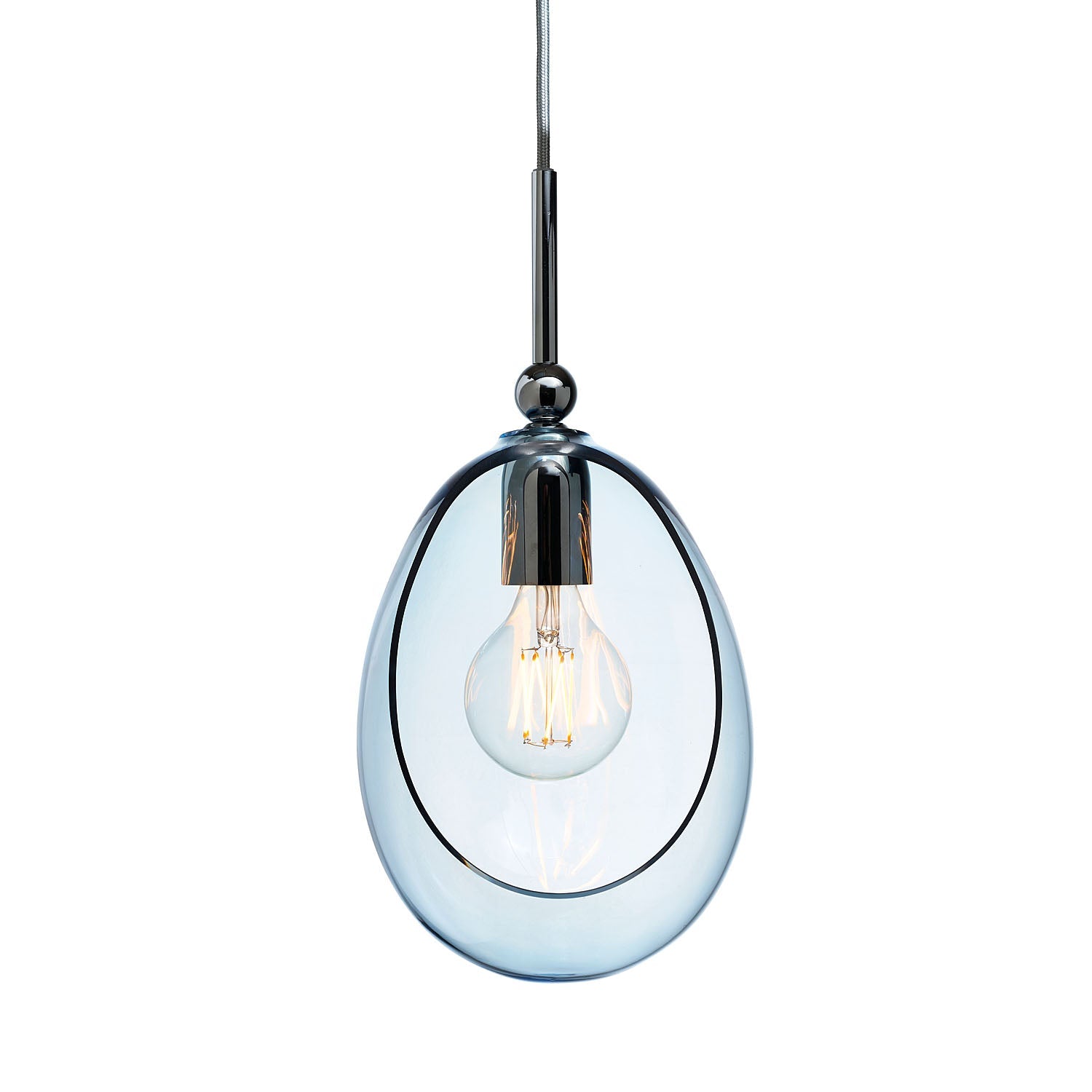 Embrace Medium Pendant Light Topaz Blue & Shiny Silver - LA102106
