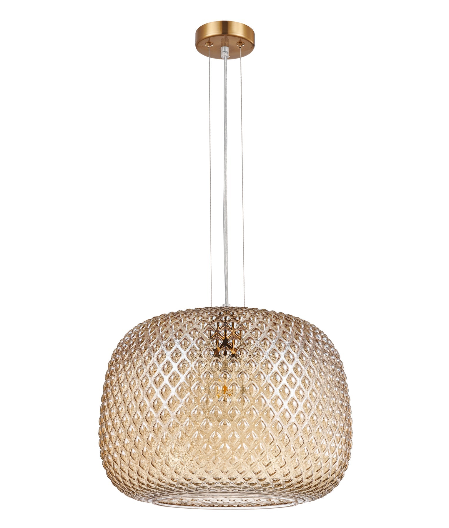 Labu Dome Glass with Segments Pendant Light Amber - LABU2