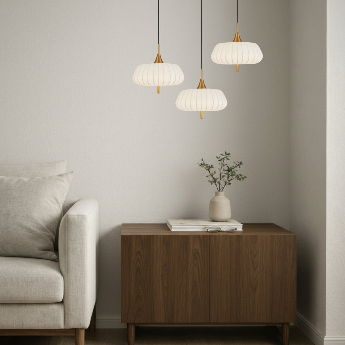 Lasian 300mm Pendant Light Antique Gold & White - LASIAN PE30-AGWH