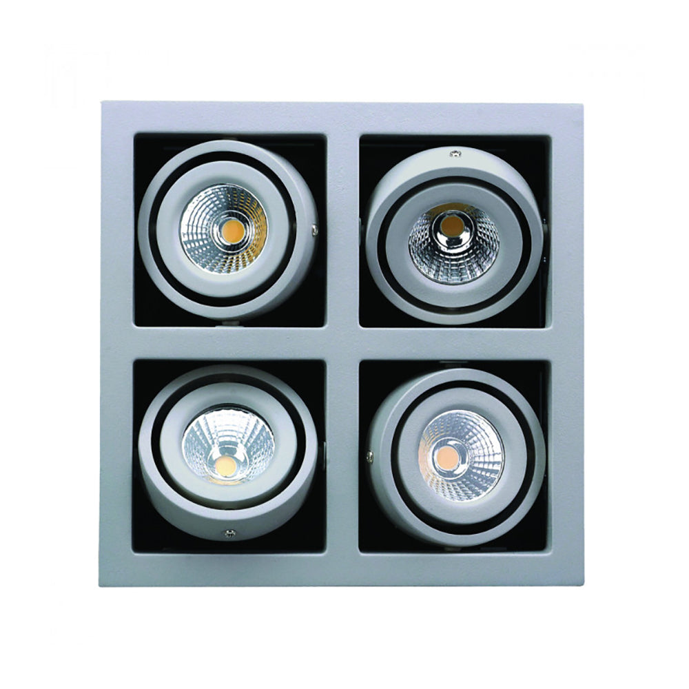 Square Recessed LED Downlight 4 Lights Silver Metal 3000K - LDL-GIM4-SI
