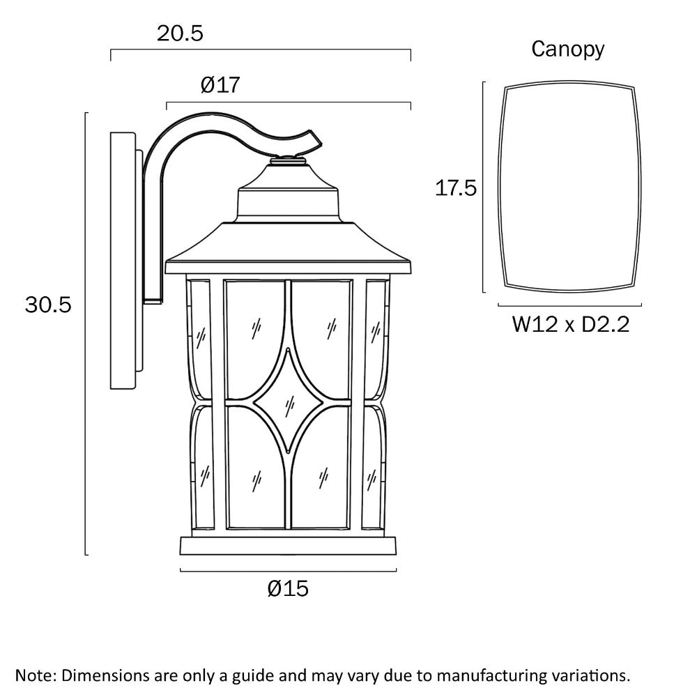 Buy Outdoor Wall Lanterns Australia Lenore Outdoor Wall Lantern W150mm Black - LENORE EX170-BK