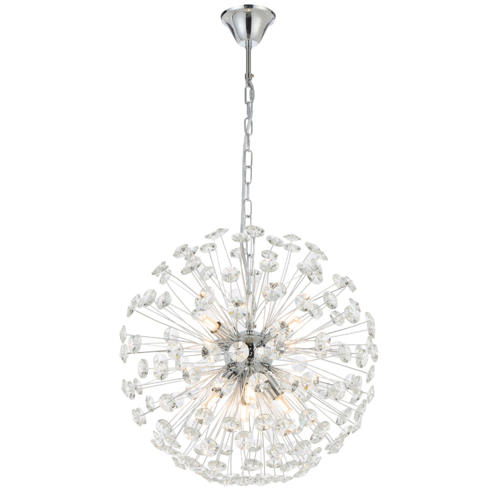 Lerida 8 Light Round Pendant Chrome & Clear - LERIDA PE8-CH