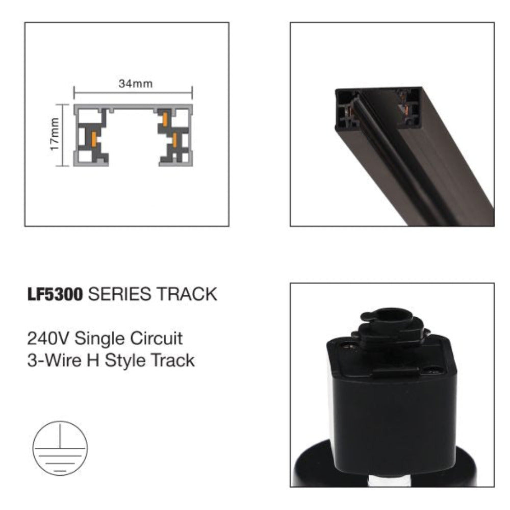 Single Circuit Track 3 Lights Black - OL85303