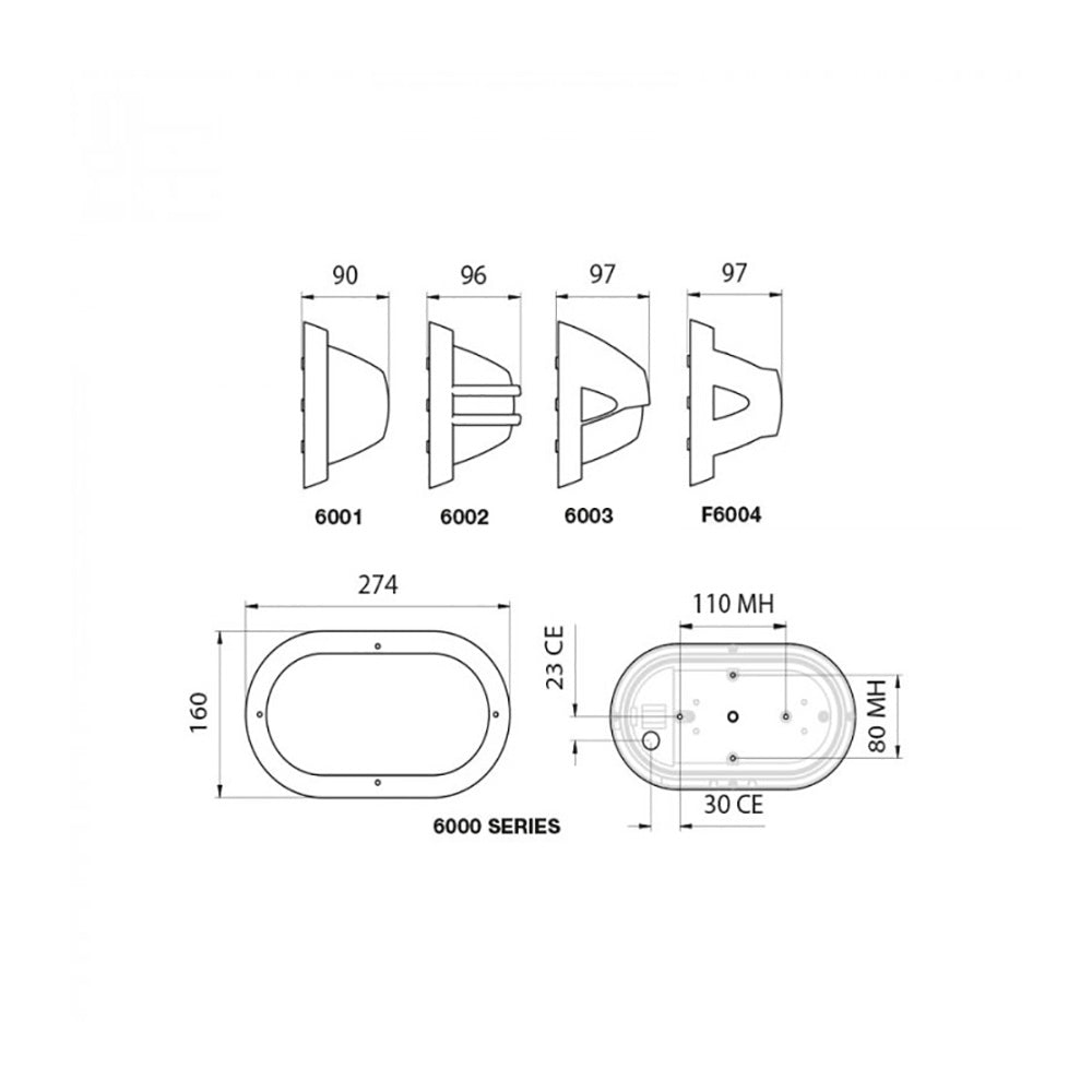 Buy LED Bunker Lights Australia Eyelid LED Bunker Light Charcoal Polycarbonate 3000K - LJL6003-GR