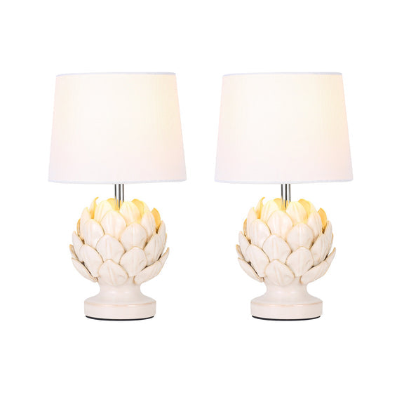 Tasha Artichoke Set of 2 Table Lamp White & Natural - LL-14-0338N