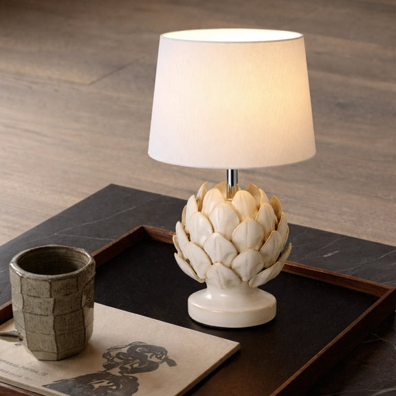 Tasha Artichoke Set of 2 Table Lamp White & Natural - LL-14-0338N