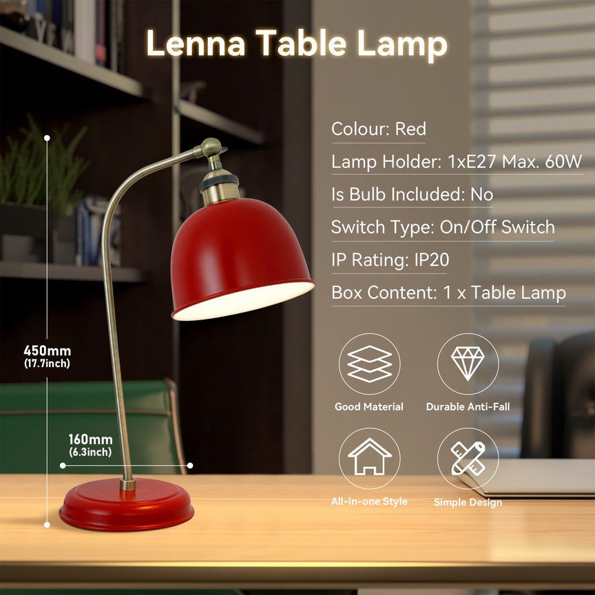 Lenna Table Lamp - Red - LL-27-0154R