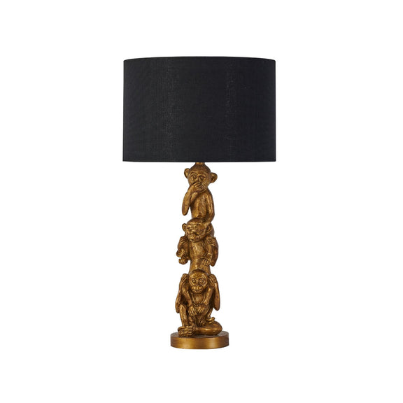 Sage Three Wise Monkey Table Lamp Gold & Black - LL-27-0275