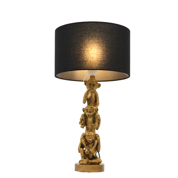 Sage Three Wise Monkey Table Lamp Gold & Black - LL-27-0275