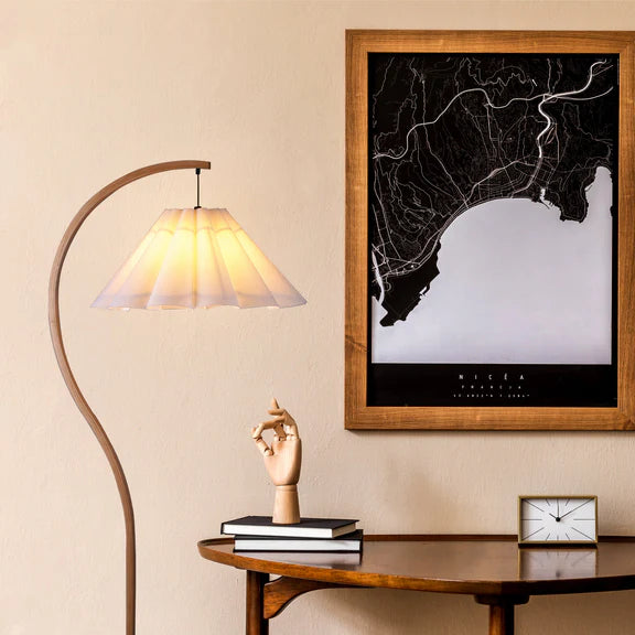 Esther Floor Lamp Matt Black & Wood - LL-27-0291