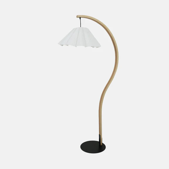 Esther Floor Lamp Matt Black & Wood - LL-27-0291