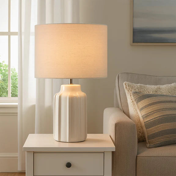 Luna Table Lamp Cream & Linen - LL-27-0319