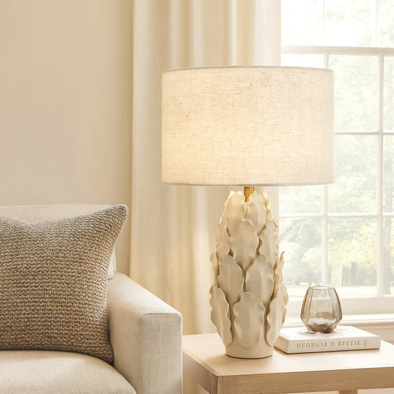 Layered Leaf Table Lamp Ivory & Linen - LL-27-0324