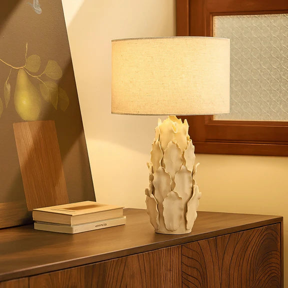 Layered Leaf Table Lamp Ivory & Linen - LL-27-0324