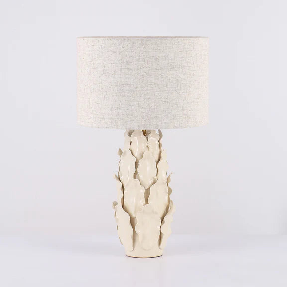 Layered Leaf Table Lamp Ivory & Linen - LL-27-0324