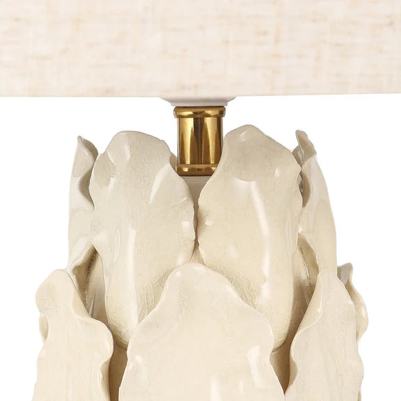 Layered Leaf Table Lamp Ivory & Linen - LL-27-0324