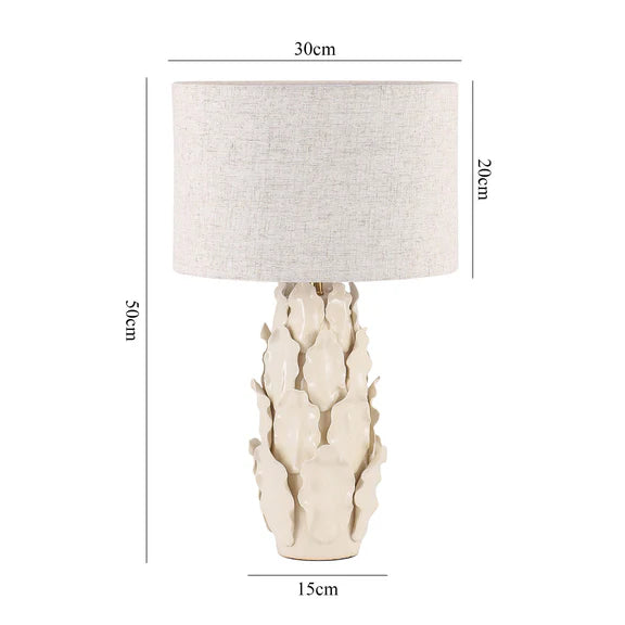 Layered Leaf Table Lamp Ivory & Linen - LL-27-0324