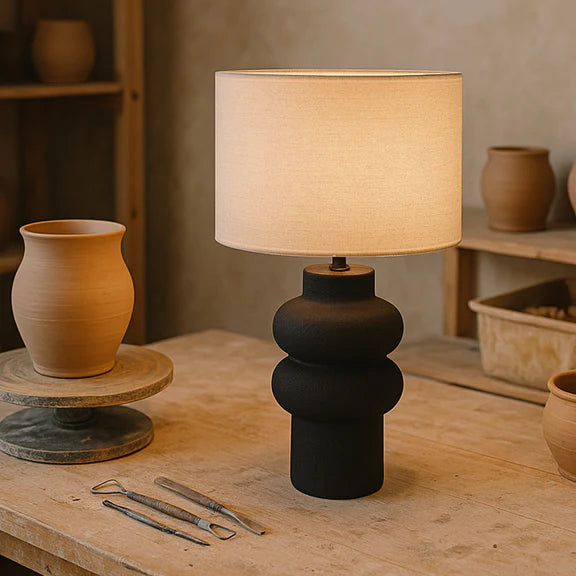 Isadora Table Lamp Matte Black & Linen - LL-27-0325B