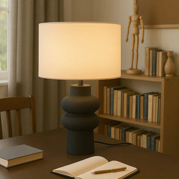 Isadora Table Lamp Matte Black & Linen - LL-27-0325B