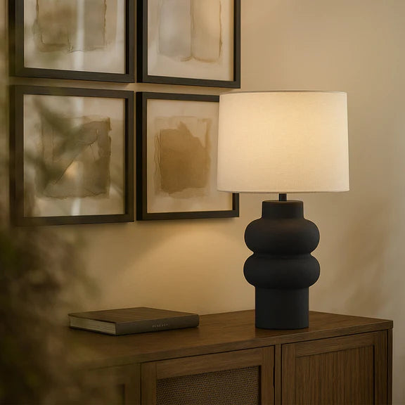 Isadora Table Lamp Matte Black & Linen - LL-27-0325B