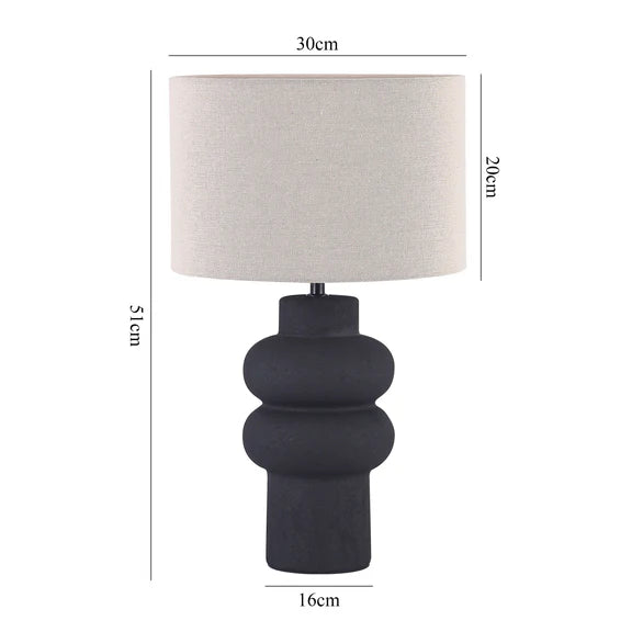 Isadora Table Lamp Matte Black & Linen - LL-27-0325B