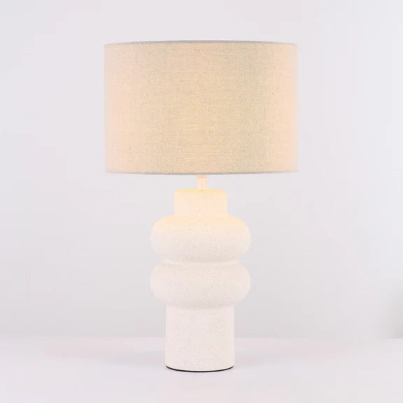 Isadora Table Lamp Matte White & Linen - LL-27-0325W