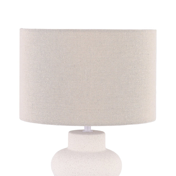 Isadora Table Lamp Matte White & Linen - LL-27-0325W