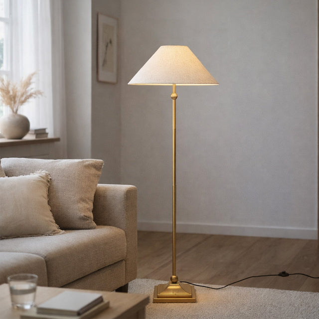 Violet Floor Lamp Brass & Linen - LL-27-0328