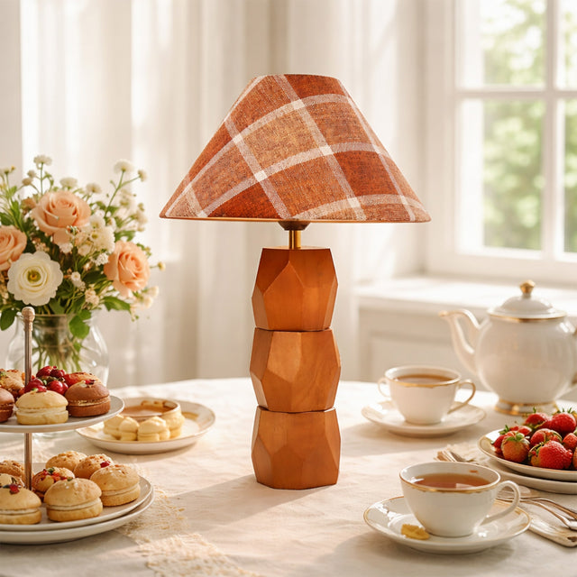Helena Hand Faceted Plaid Shade Table Lamp  Brown - LL-27-0329P