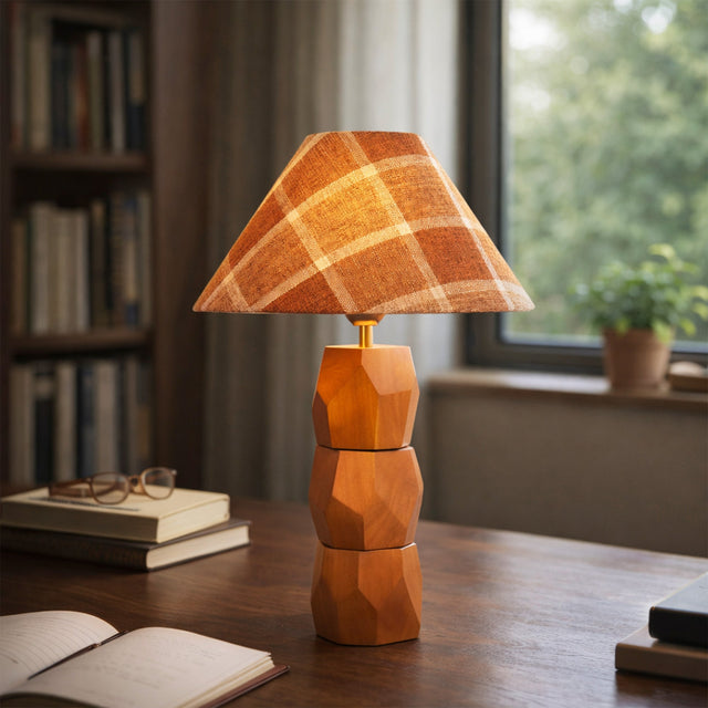Helena Hand Faceted Plaid Shade Table Lamp  Brown - LL-27-0329P