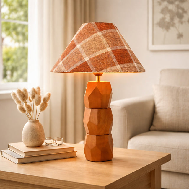 Helena Hand Faceted Plaid Shade Table Lamp  Brown - LL-27-0329P