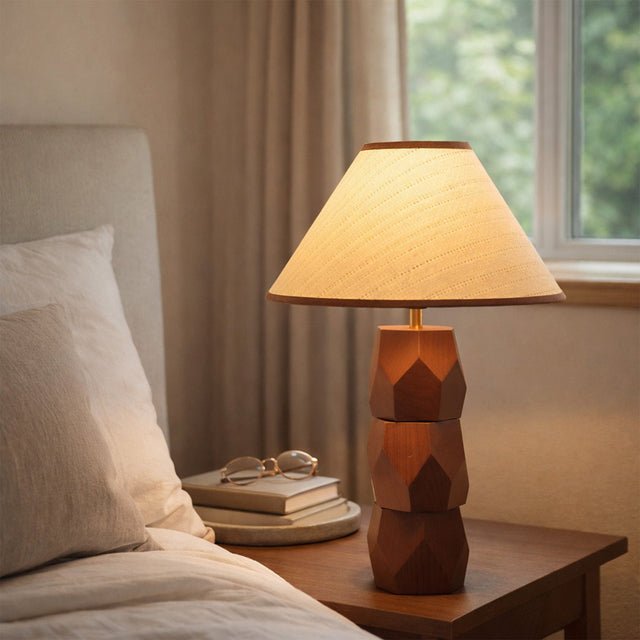 Helena Hand Faceted Woven Shade Table Lamp  Brown - LL-27-0329W