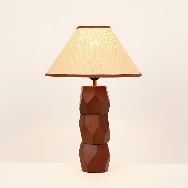 Helena Hand Faceted Woven Shade Table Lamp  Brown - LL-27-0329W