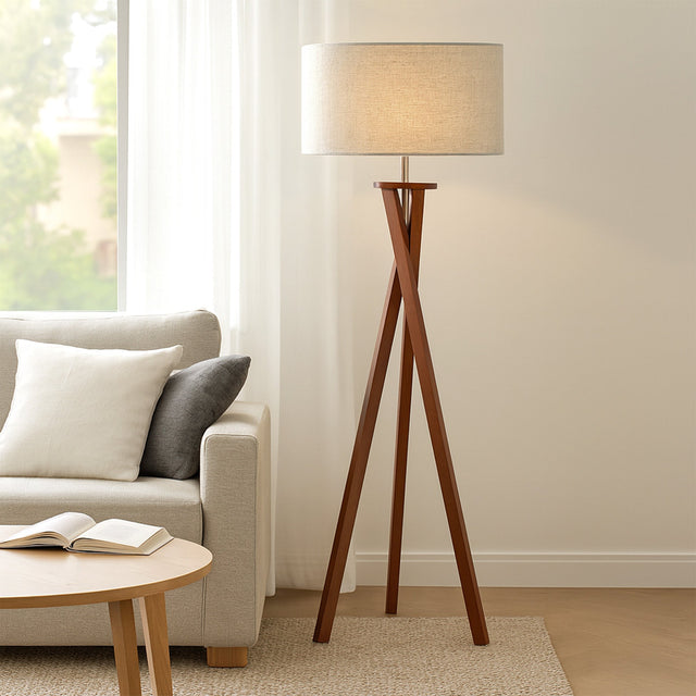 Easel Floor Lamp Walnut & Grey - LL-27-0335