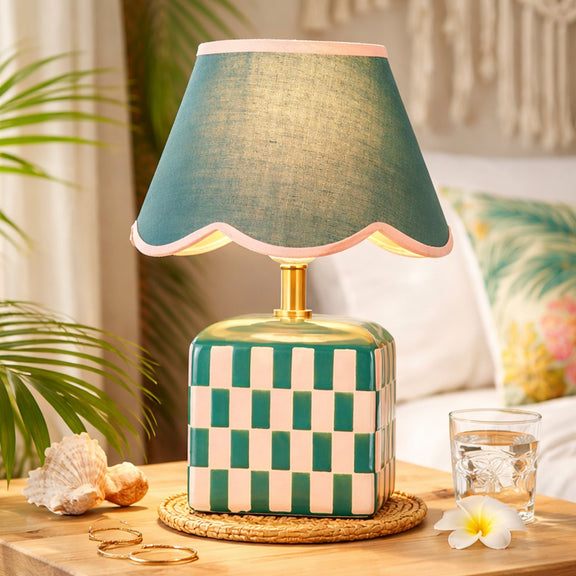 Valentina Table Lamp Dark Green & Pink - LL-27-0336G