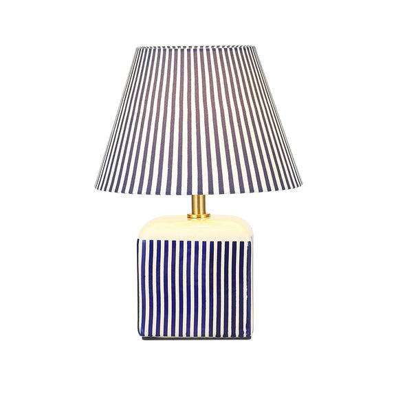 Amaris Table Lamp Cream & Blue Strip - LL-27-0337B