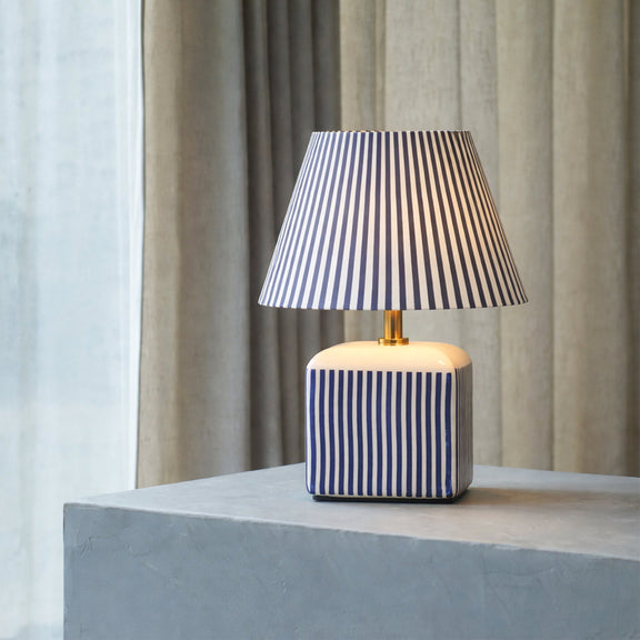 Amaris Table Lamp Cream & Blue Strip - LL-27-0337B