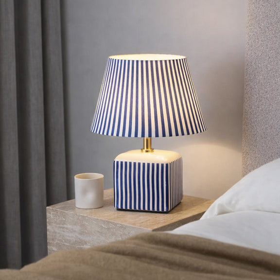 Amaris Table Lamp Cream & Blue Strip - LL-27-0337B
