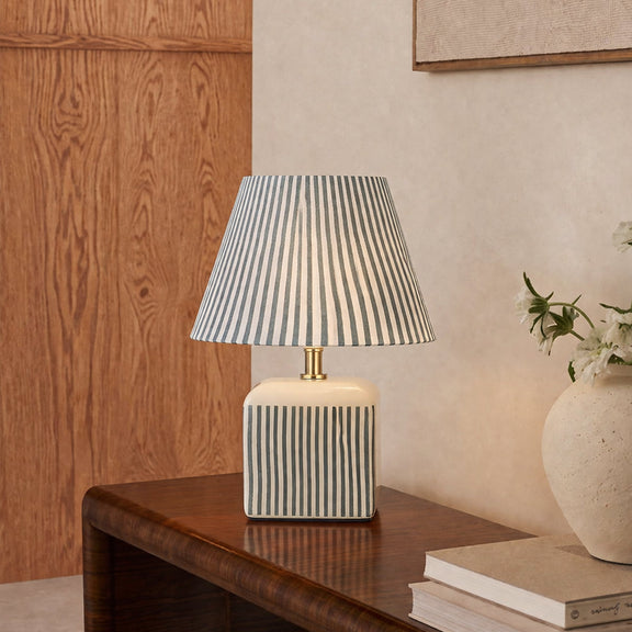 Amaris Table Lamp Cream & Green Strip - LL-27-0337G